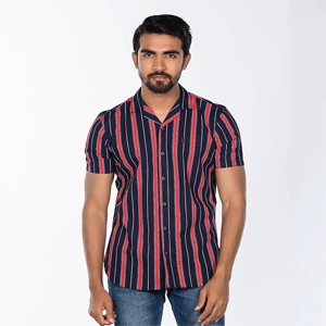 Striped Linen Short Sleeve Shirt