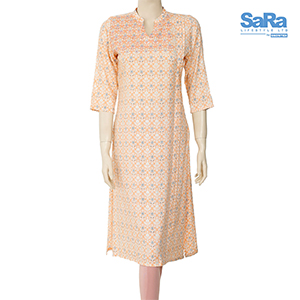 SaRa Ladies Ethnic (NWEW29C-Orange With Print)