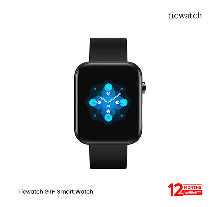 Ticwatch GTH Smart Watch SpO2 with Skin Temperature Sensor - Raven Black