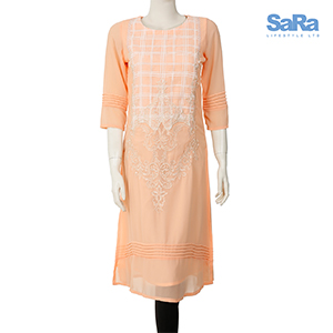 SaRa Ladies Ethnic Mid Length Kurtis (WEMS51A-Deep peach)