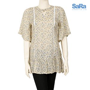 SaRa Ladies Fashion Tops (WFTS70B-Blue floral print)