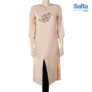 SaRa Ladies Ethnic Mid Length Kurtis (SSWEXK7C-White)