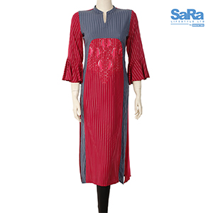 SaRa Ladies Ethnic Mid Length Kurtis (SRPW095A-Magenta)