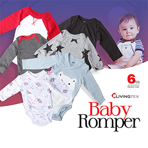 6 Pc's Pack Full Sleeve Unisex Pure Cotton High Quality Baby Romper Bodysuit
