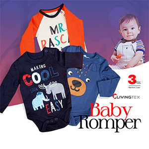 3 Pc's Pack Full Sleeve Unisex Pure Cotton High Quality Baby Romper Bodysuit