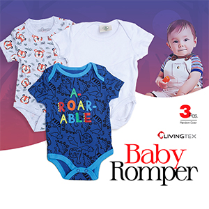 3 Pc's Pack Half Sleeve Unisex Pure Cotton High Quality Baby Romper Bodysuit