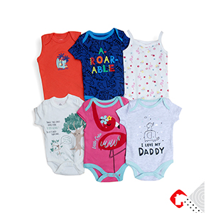 6 Pc's Pack Half Sleeve Unisex Pure Cotton High Quality Baby Romper Bodysuit
