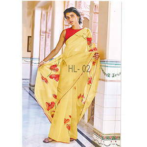 Muslin Jamdani Digital Print Saree with Katan Blouse Piece