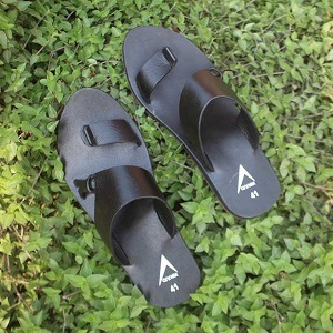 Black Color Leather Angta Sandal for Men