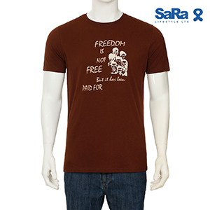 SaRa Men's T -Shirt (MTS91AAA-Brown )